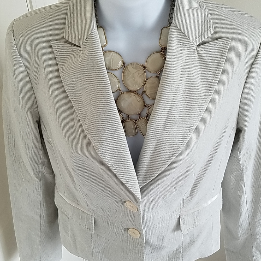 The Limited Academia Career Pinstriped Cream Blazer Size 4 - Picture 5 of 7